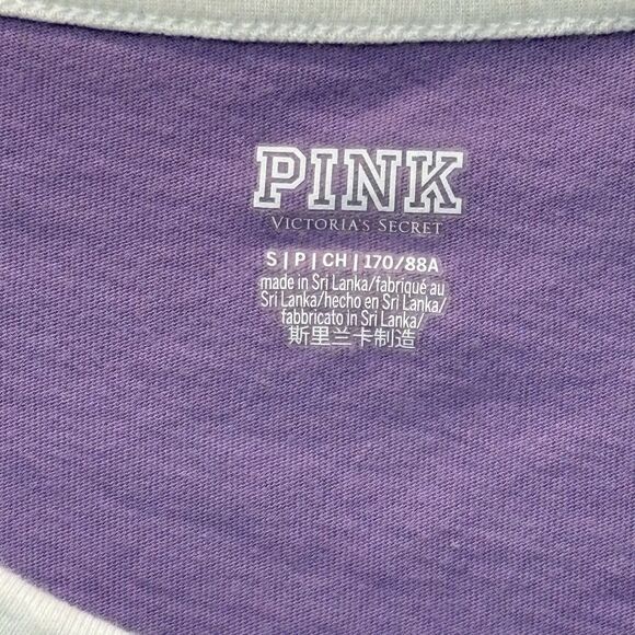 Victoria’s Secret Pink Crew Neck Campus Ringer T-shirt Top, Lavender , Size S - Picture 3 of 6